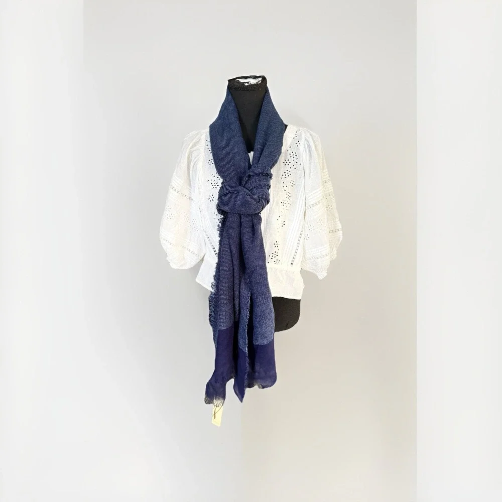 Collection 18 Blue Texture  Scarf 100% In The Colors Of Blue‎ Tone
